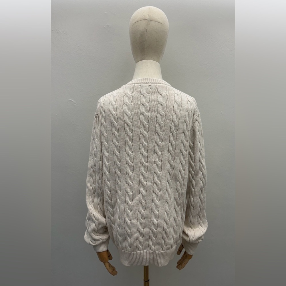 J.Crew Cable Knit Sweater Cream Ivory 100% Cotton Long Sleeve Size L - Picture 4 of 11
